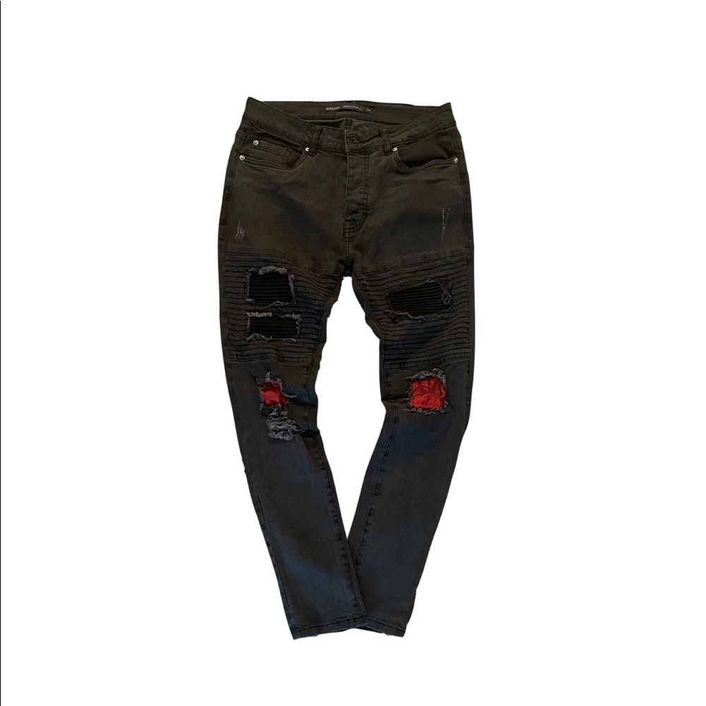 BRAVE SOUL DARK BANDANA PRINT SUPER SKINNY JEANS